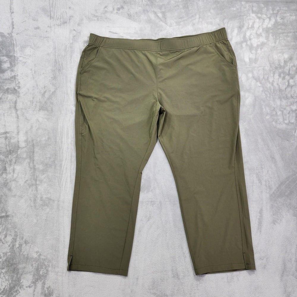 Eddie Bauer Pants Women 3X Green Pull On Straight Leg Crop Ankle Stretch Outdoor